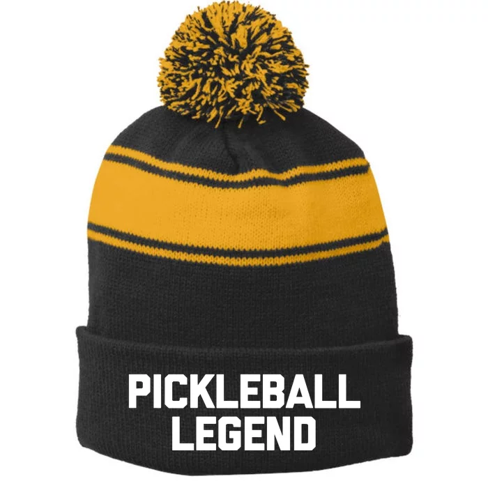 Pickleball Legend Funny Saying Sarcastic Novelty Pickleball Stripe Pom Pom Beanie