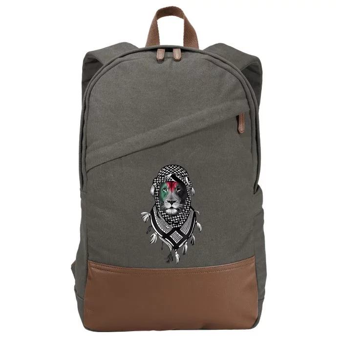 Palestinian Lion Free Palestine Free Gaza Palestine Flag Cotton Canvas Backpack