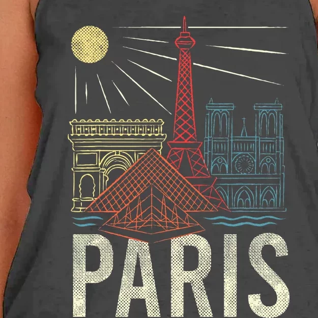 Paris Lover France Tourist Paris Art Paris Women's Knotted Racerback Tank