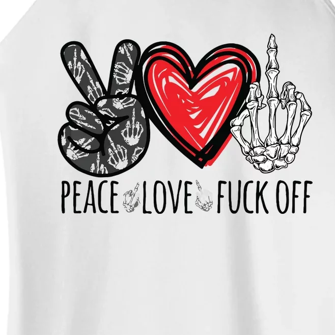 Peace Love Fuck Off Funny Women’s Perfect Tri Rocker Tank