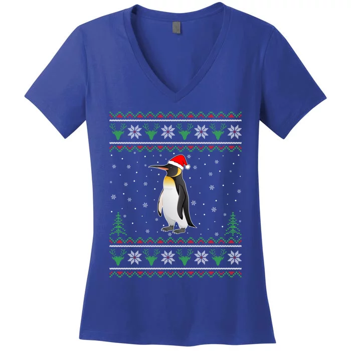 Penguin Lovers Funny Ugly Christmas Sweater Gift Women's V-Neck T-Shirt