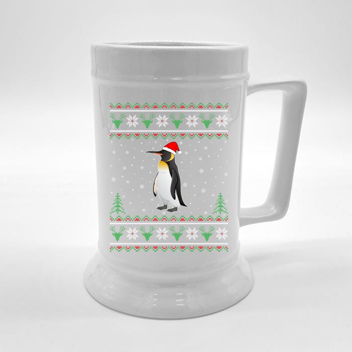 Penguin Lovers Funny Ugly Christmas Sweater Gift Front & Back Beer Stein