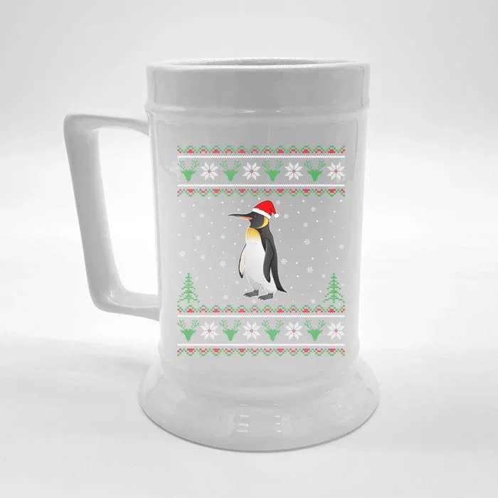 Penguin Lovers Funny Ugly Christmas Sweater Gift Front & Back Beer Stein