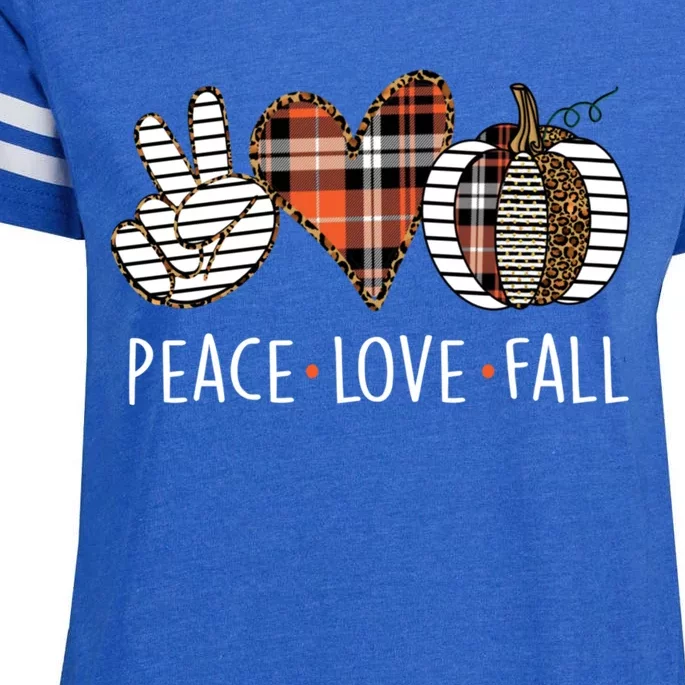 Peace Love Fall S Pumpkin Gift For Fall Halloween Cute Gift Enza Ladies Jersey Football T-Shirt