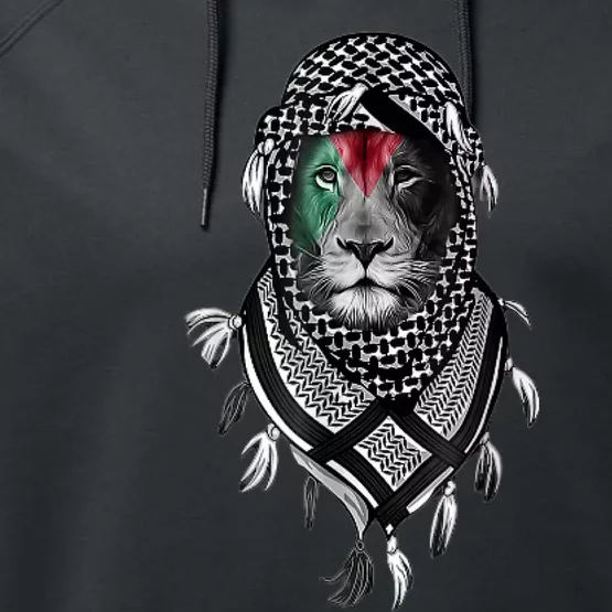 Palestinian Lion Free Palestine Free Gaza Palestine Flag Performance Fleece Hoodie