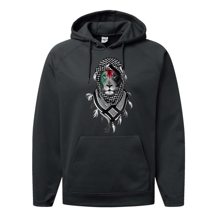 Palestinian Lion Free Palestine Free Gaza Palestine Flag Performance Fleece Hoodie