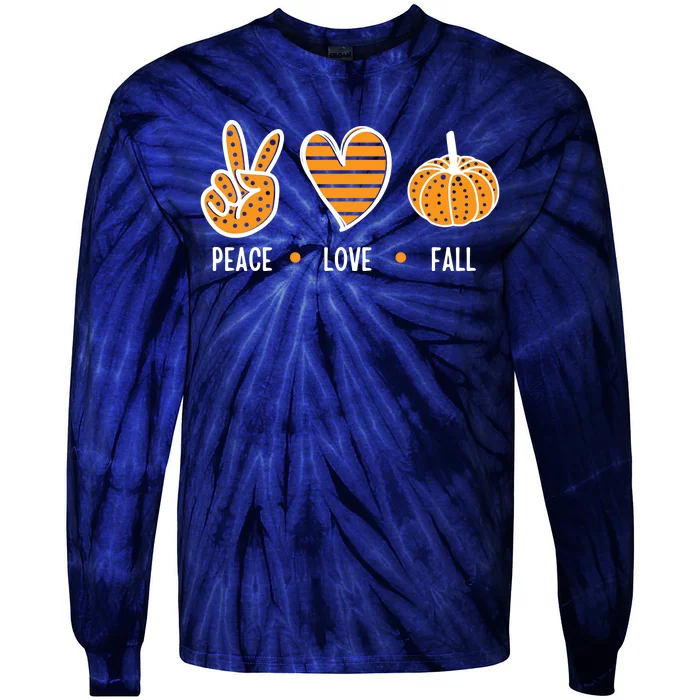 Peace Love Fall Cute Autumn Tie-Dye Long Sleeve Shirt