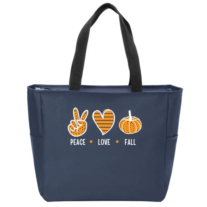 Peace Love Fall Cute Autumn Zip Tote Bag