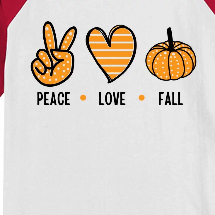 Peace Love Fall Cute Autumn Kids Colorblock Raglan Jersey