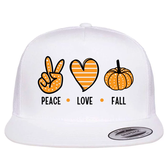 Peace Love Fall Cute Autumn Flat Bill Trucker Hat