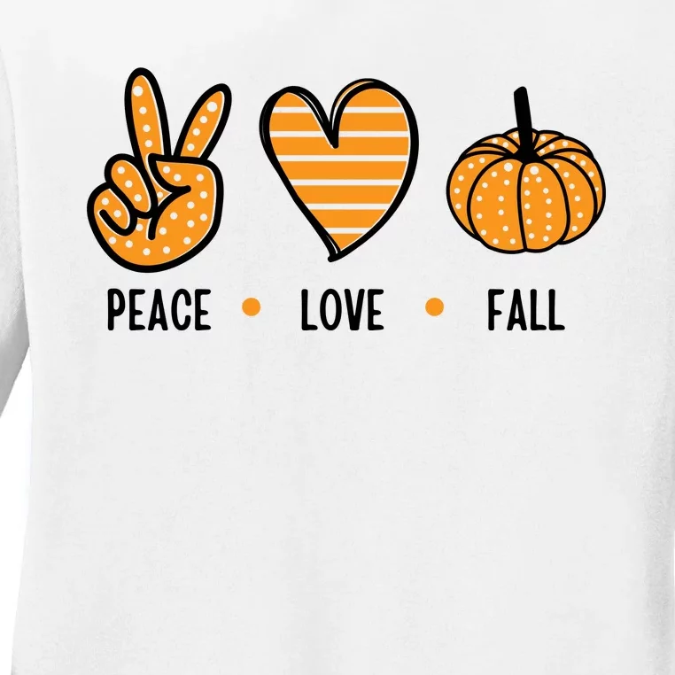 Peace Love Fall Cute Autumn Ladies Long Sleeve Shirt