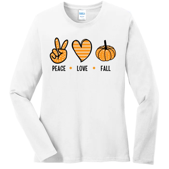 Peace Love Fall Cute Autumn Ladies Long Sleeve Shirt