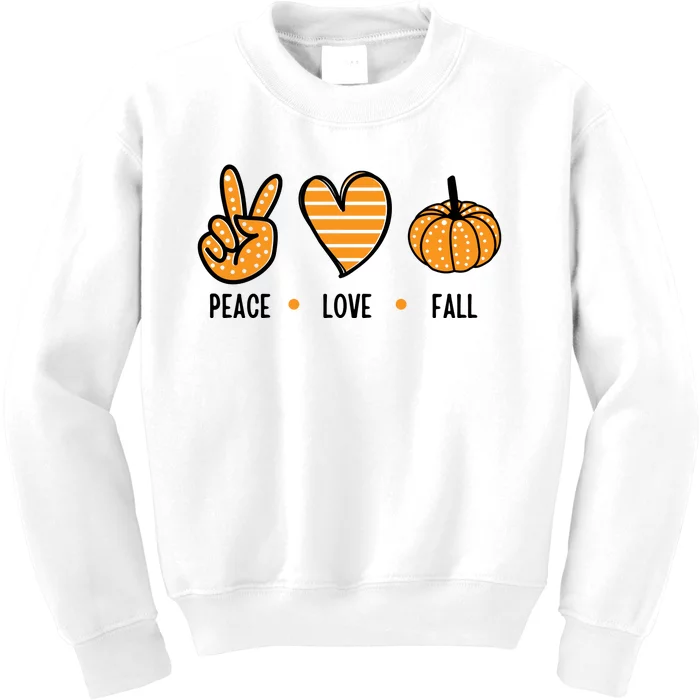 Peace Love Fall Cute Autumn Kids Sweatshirt