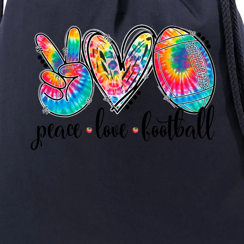 Peace Love Football Funny Tie Dye Football Lovers Cool Gift Drawstring Bag