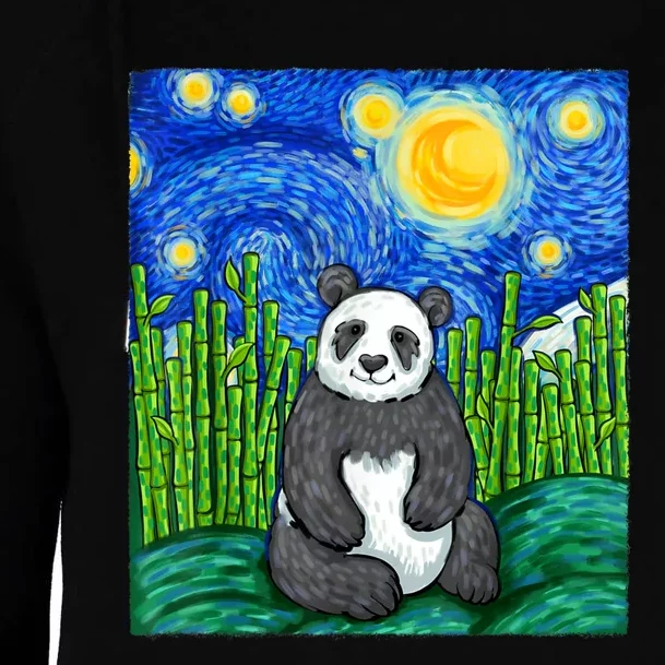 Panda Lover Funny Panda Panda Starry Night Art Panda Womens Funnel Neck Pullover Hood