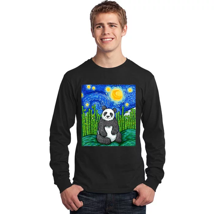 Panda Lover Funny Panda Panda Starry Night Art Panda Tall Long Sleeve T-Shirt