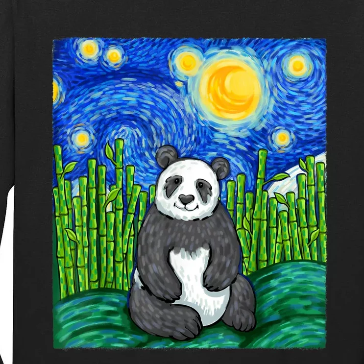 Panda Lover Funny Panda Panda Starry Night Art Panda Tall Long Sleeve T-Shirt