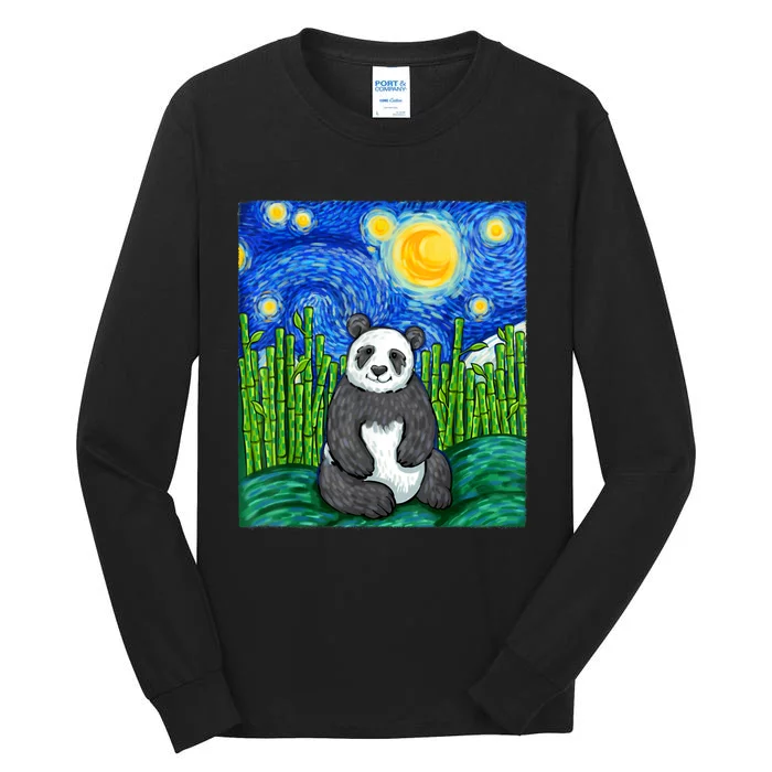 Panda Lover Funny Panda Panda Starry Night Art Panda Tall Long Sleeve T-Shirt