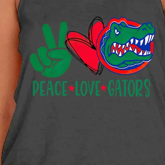 Peace Love Gator Cute Costume Animal Lover Alligator Women's Knotted Racerback Tank