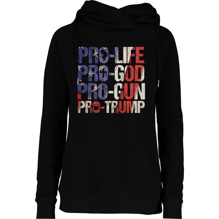 Pro Life God Gun Trump Usa Re Elect Donald Trump 2020 Gift Womens Funnel Neck Pullover Hood