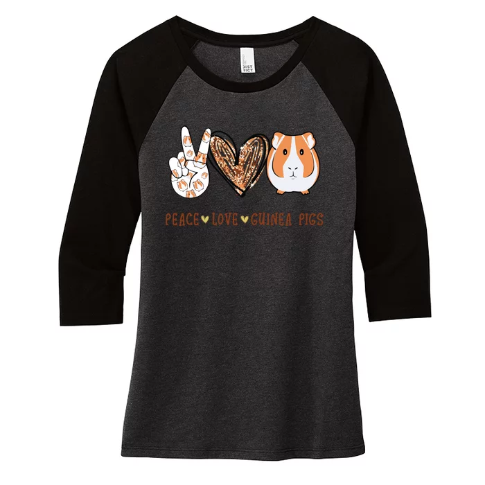 Peace Love Guinea Pigs Gift For Guinea Pigs Lover Women's Tri-Blend 3/4-Sleeve Raglan Shirt