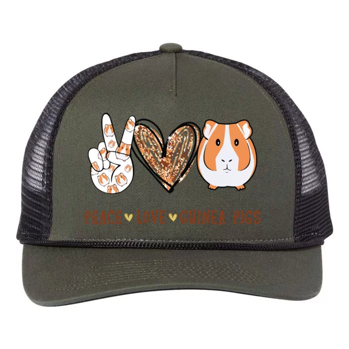 Peace Love Guinea Pigs Gift For Guinea Pigs Lover Retro Rope Trucker Hat Cap