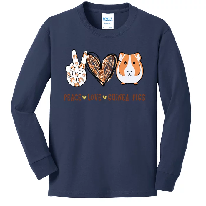 Peace Love Guinea Pigs Gift For Guinea Pigs Lover Kids Long Sleeve Shirt