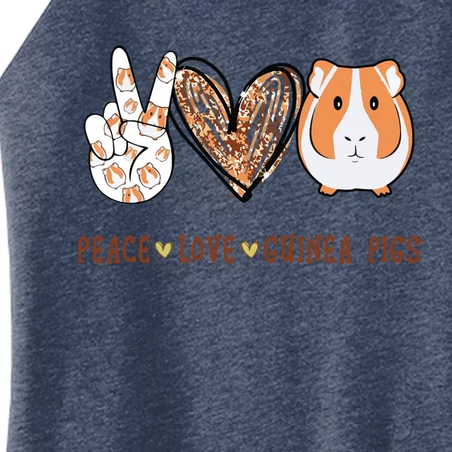 Peace Love Guinea Pigs Gift For Guinea Pigs Lover Women’s Perfect Tri Rocker Tank