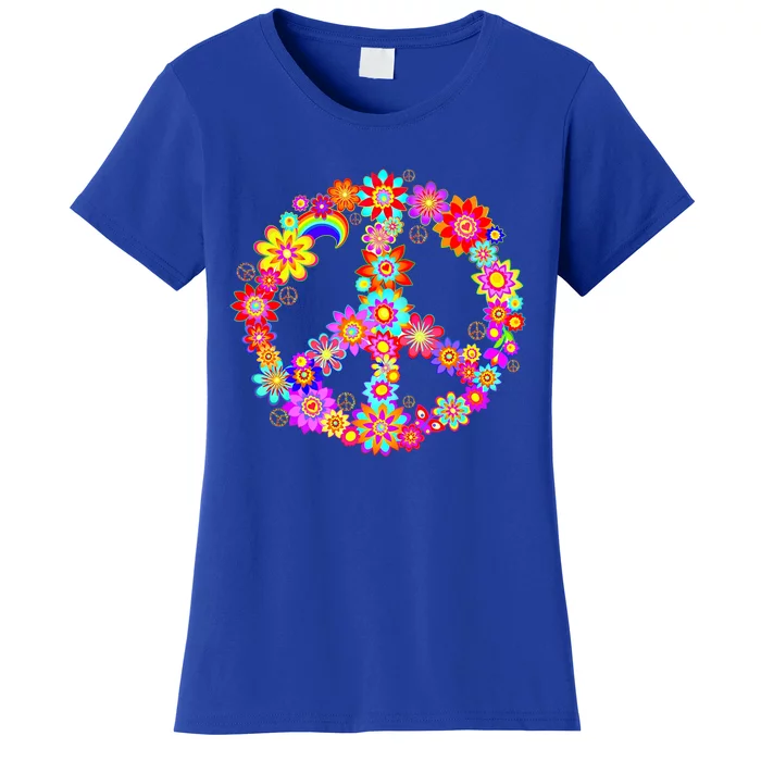 Peace Love Gift 60's 70's Hippie Costume Colorful Flowers Gift Women's T-Shirt