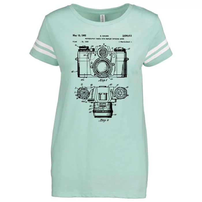 Photography Lover Gift Camera Vintage Patent Print Enza Ladies Jersey Football T-Shirt