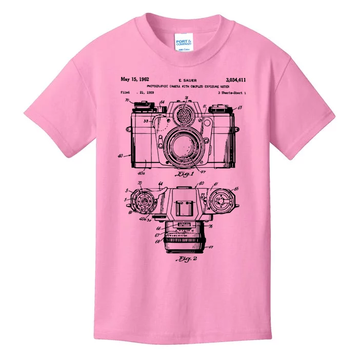 Photography Lover Gift Camera Vintage Patent Print Kids T-Shirt