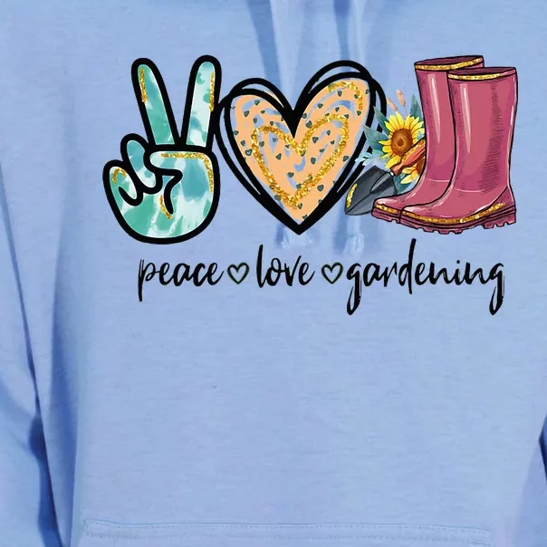 Peace Love Gardening Tools Flowers Garden Lover Fun Gardener Unisex Surf Hoodie