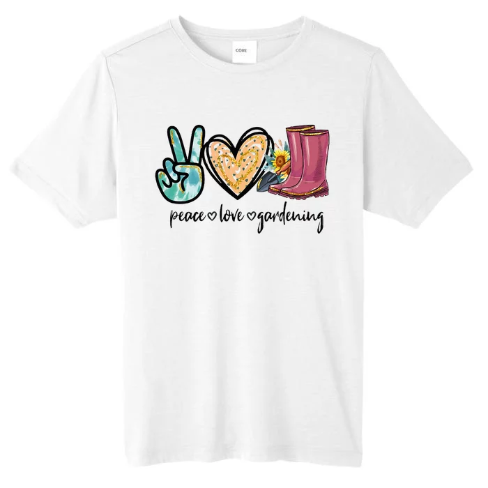 Peace Love Gardening Tools Flowers Garden Lover Fun Gardener ChromaSoft Performance T-Shirt