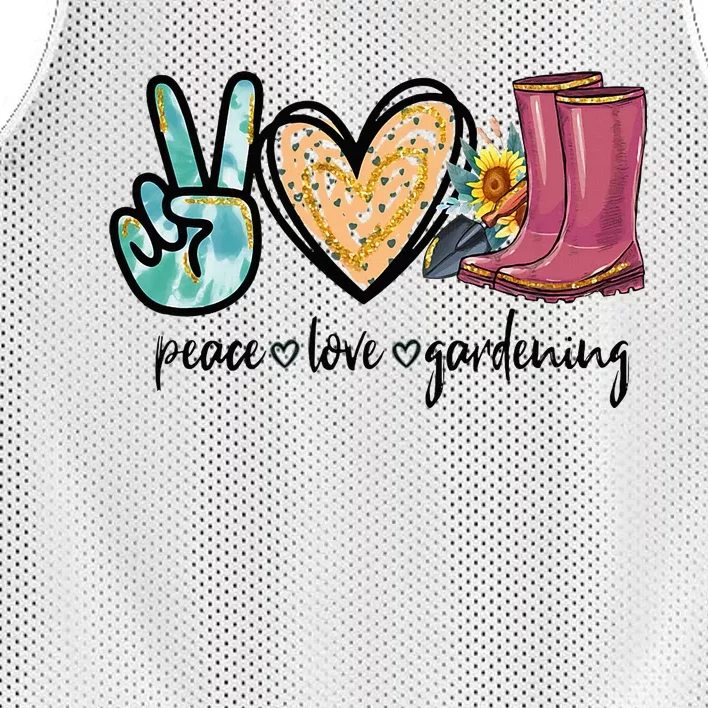 Peace Love Gardening Tools Flowers Garden Lover Fun Gardener Mesh Reversible Basketball Jersey Tank