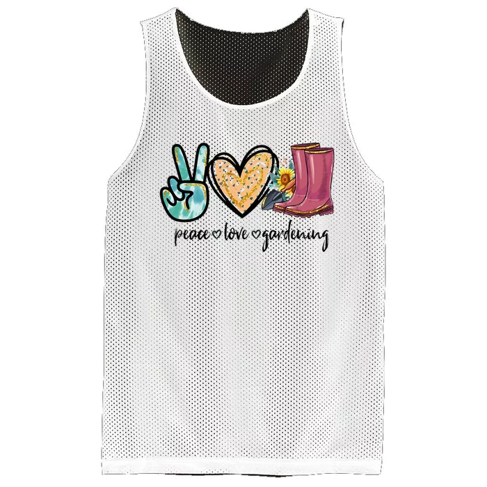 Peace Love Gardening Tools Flowers Garden Lover Fun Gardener Mesh Reversible Basketball Jersey Tank