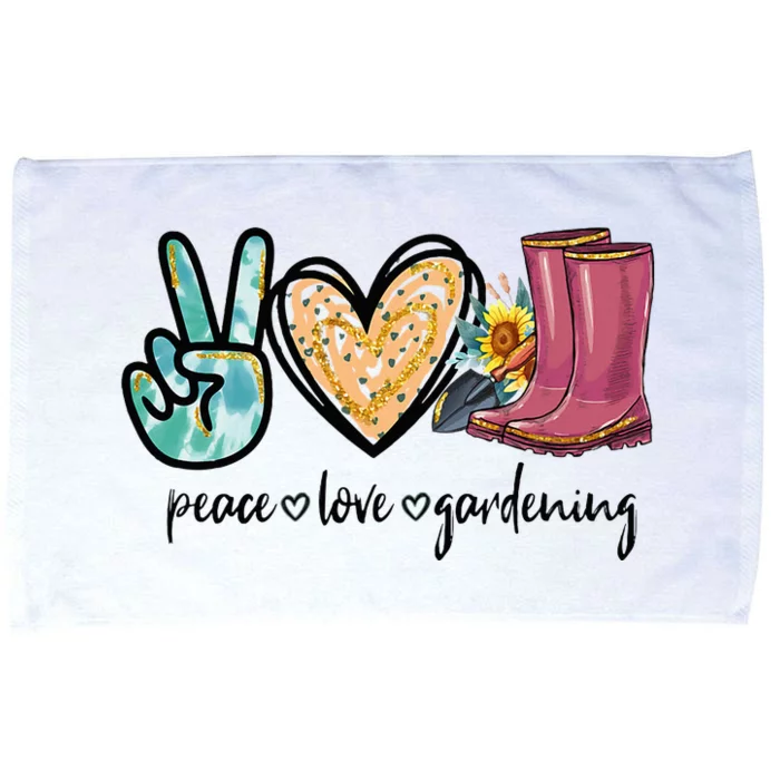 Peace Love Gardening Tools Flowers Garden Lover Fun Gardener Microfiber Hand Towel