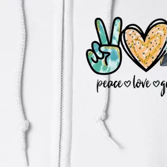 Peace Love Gardening Tools Flowers Garden Lover Fun Gardener Full Zip Hoodie