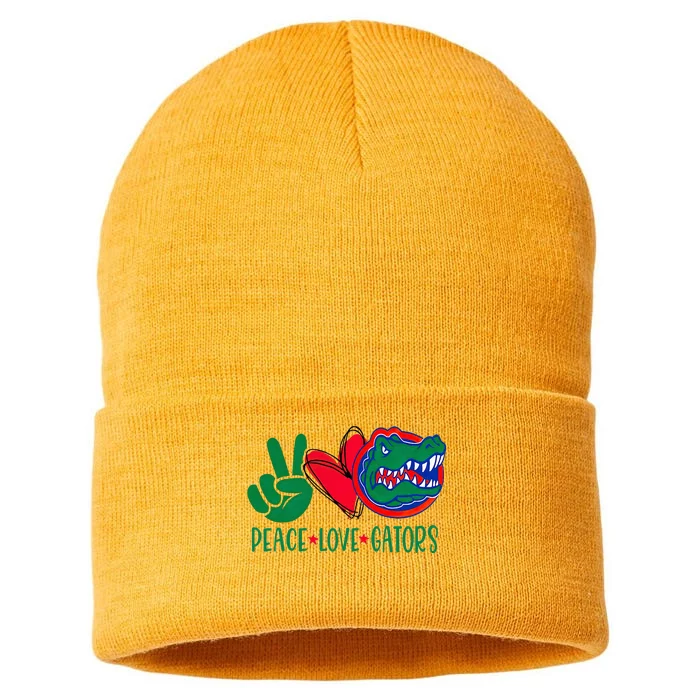 Peace Love Gator Cute Costume Animal Lover Alligator Sustainable Knit Beanie