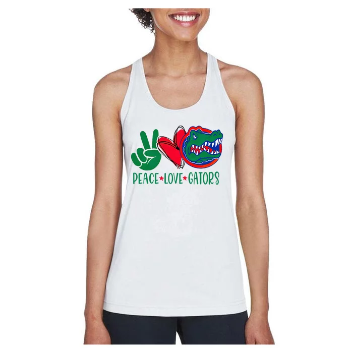 Peace Love Gator Cute Costume Animal Lover Alligator Women's Racerback Tank