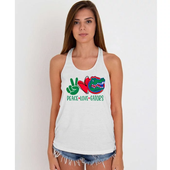 Peace Love Gator Cute Costume Animal Lover Alligator Women's Knotted Racerback Tank