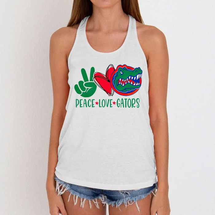 Peace Love Gator Cute Costume Animal Lover Alligator Women's Knotted Racerback Tank