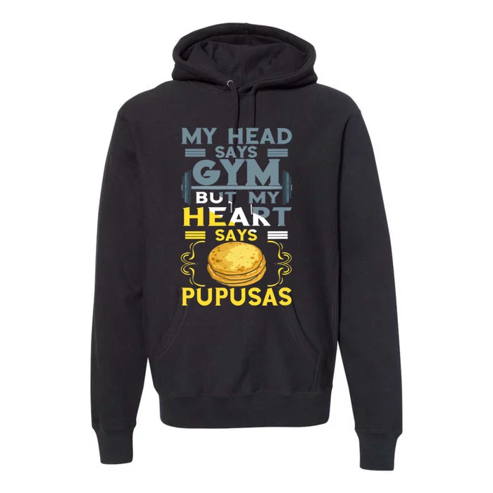 Pupusas Lover Gym Barbell Pupusas Heart El Salvadorian Food Premium Hoodie