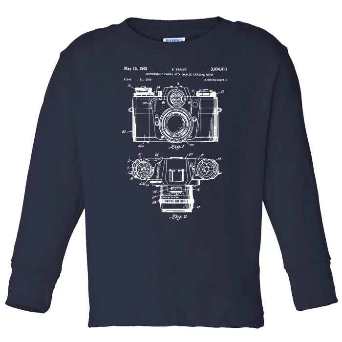 Photography Lover Gift Camera Vintage Patent Print Toddler Long Sleeve Shirt