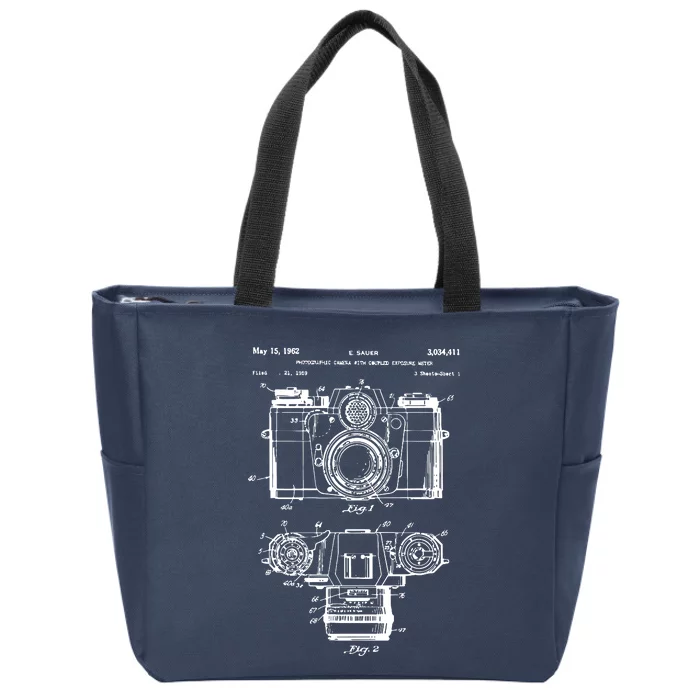 Photography Lover Gift Camera Vintage Patent Print Zip Tote Bag