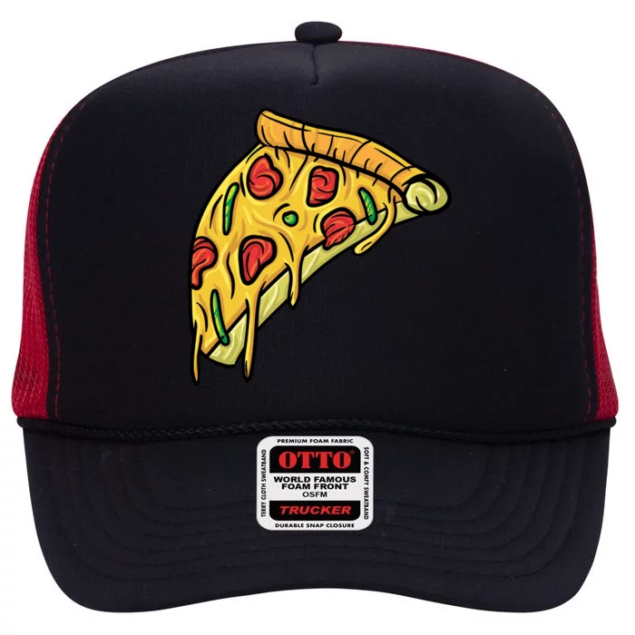 Pizza Lovers, Greasy Slice Of Pizza High Crown Mesh Trucker Hat