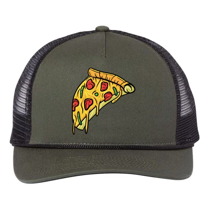 Pizza Lovers, Greasy Slice Of Pizza Retro Rope Trucker Hat Cap