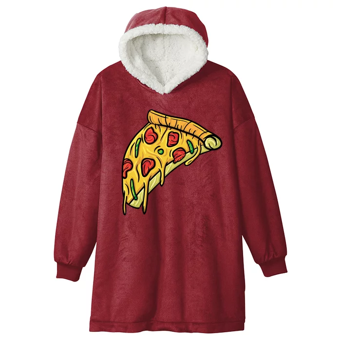 Pizza Lovers, Greasy Slice Of Pizza Hooded Wearable Blanket