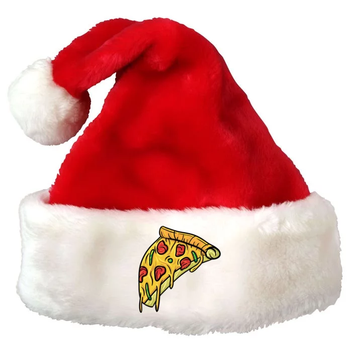 Pizza Lovers, Greasy Slice Of Pizza Premium Christmas Santa Hat