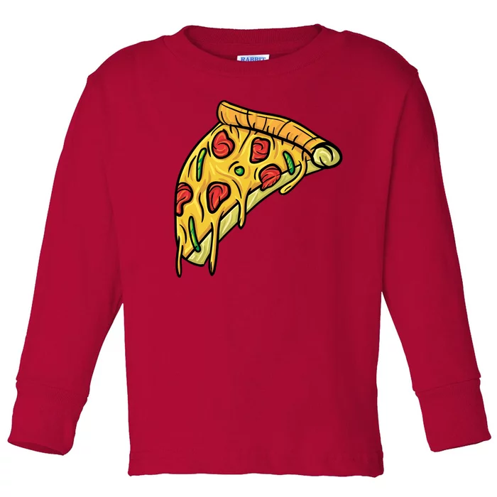 Pizza Lovers, Greasy Slice Of Pizza Toddler Long Sleeve Shirt