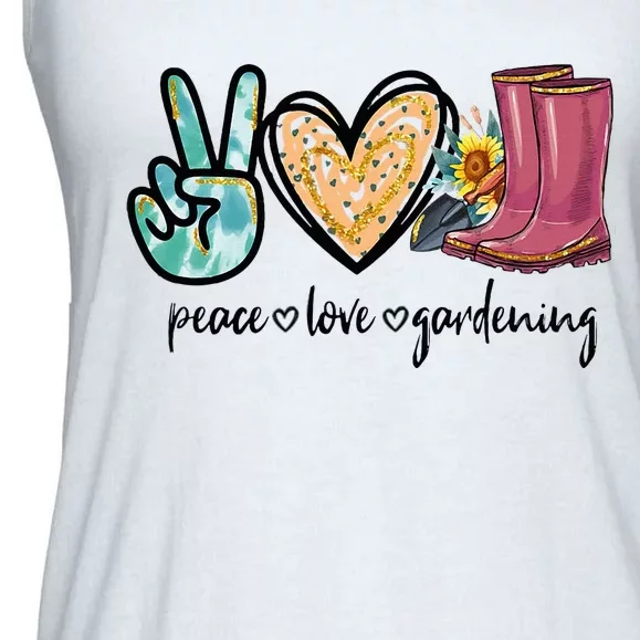 Peace Love Gardening Tools Flowers Garden Lover Fun Gardener Ladies Essential Flowy Tank